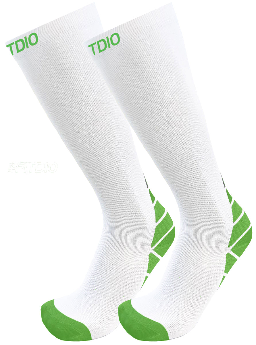 Fusion Performance Knee High Compression Socks (White/Green)