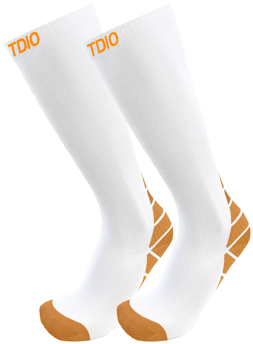 Fusion Performance Knee High Compression Socks (White/Orange)