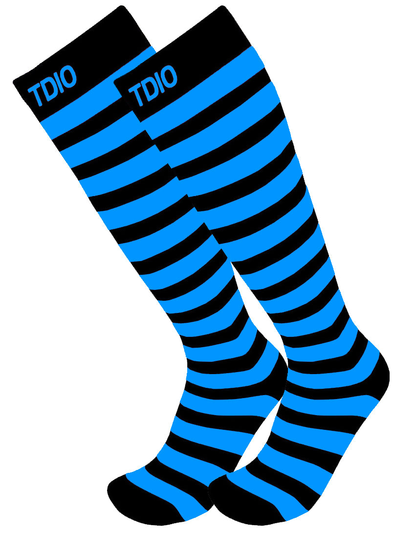 Nexus Striped Knee High Compression Socks (Blue/Black)