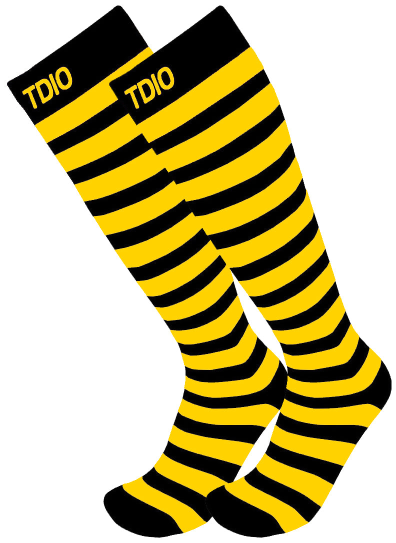 Nexus Striped Knee High Compression Socks (Yellow/Black)