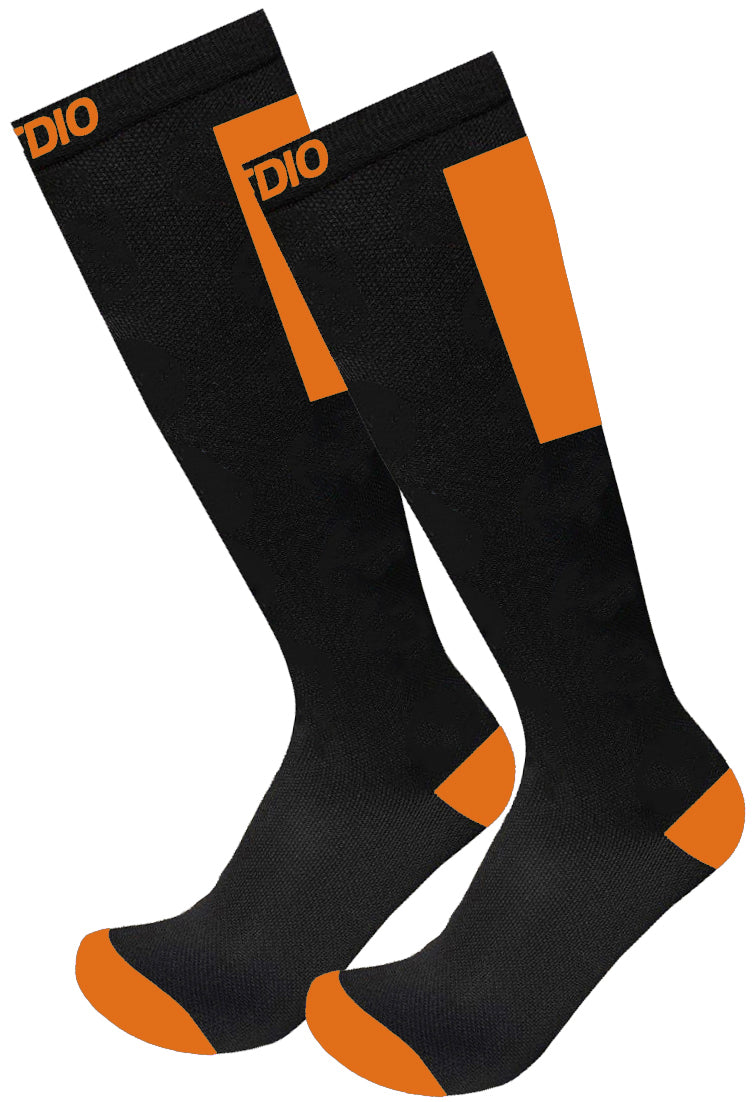 Vivid Stride Knee High Compression Socks (Black/Orange)