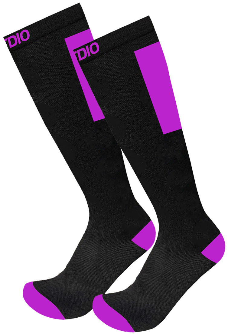 Vivid Stride Knee High Compression Socks (Black/Purple)