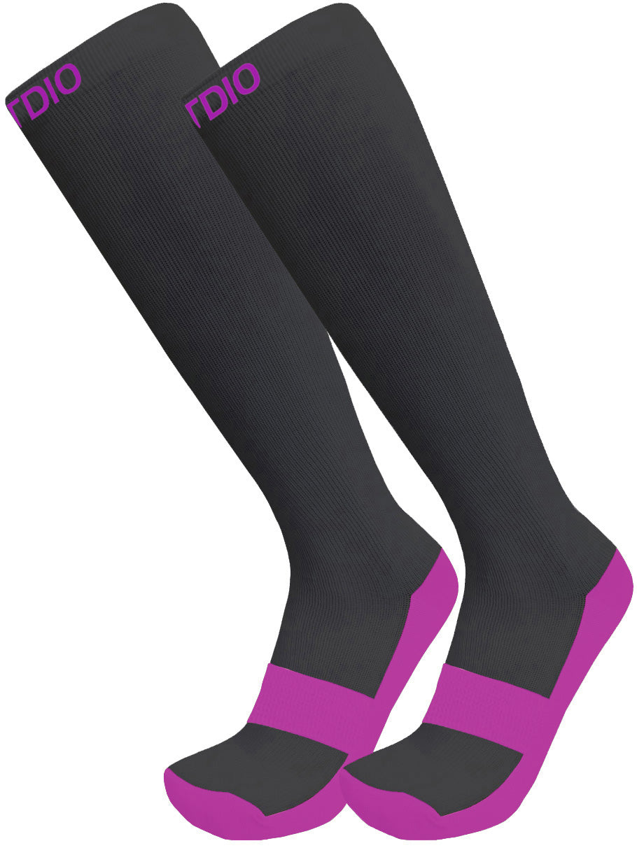 Eco-Stride Knee High Compression Socks (Black/Purple)