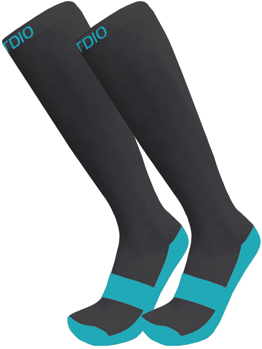 Eco-Stride Knee High Compression Socks (Black/Teal)