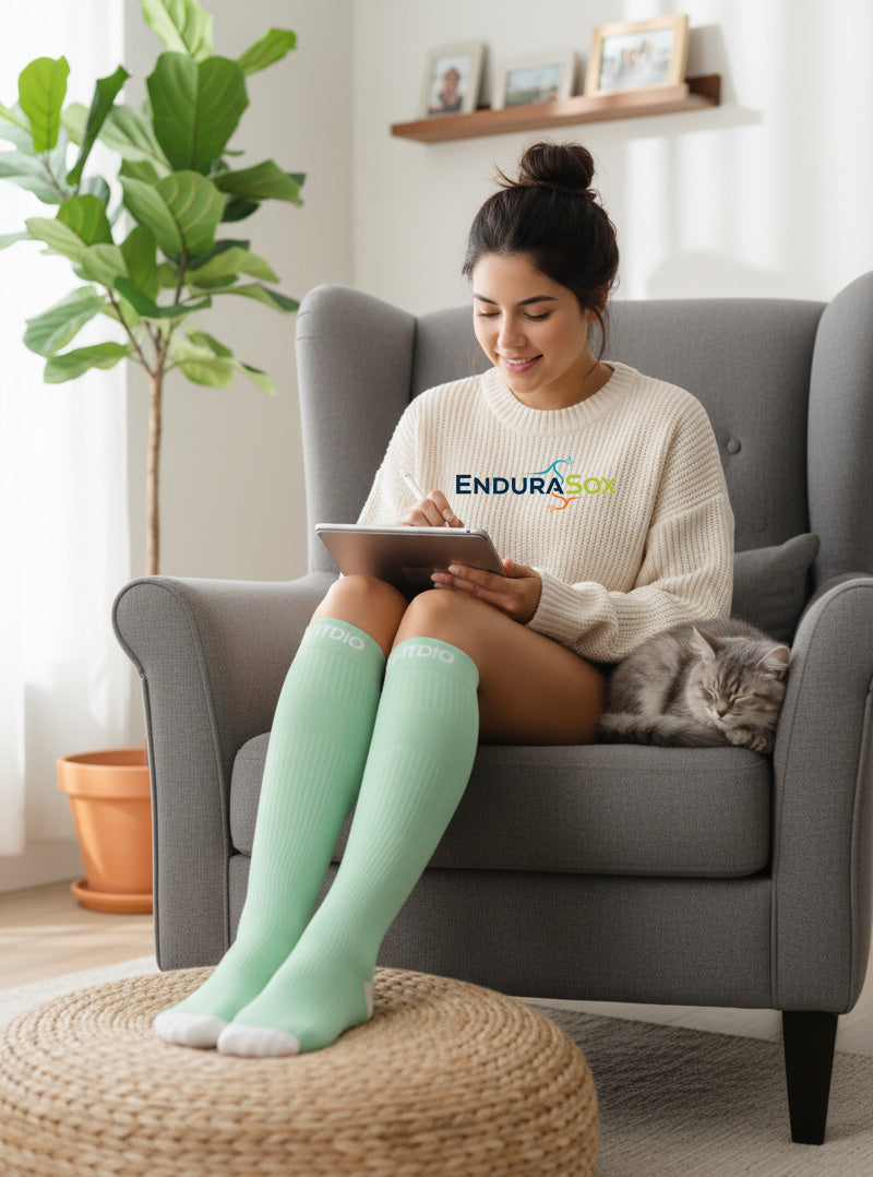 Peak Stride Knee High Compression Running Socks (Mint Green)