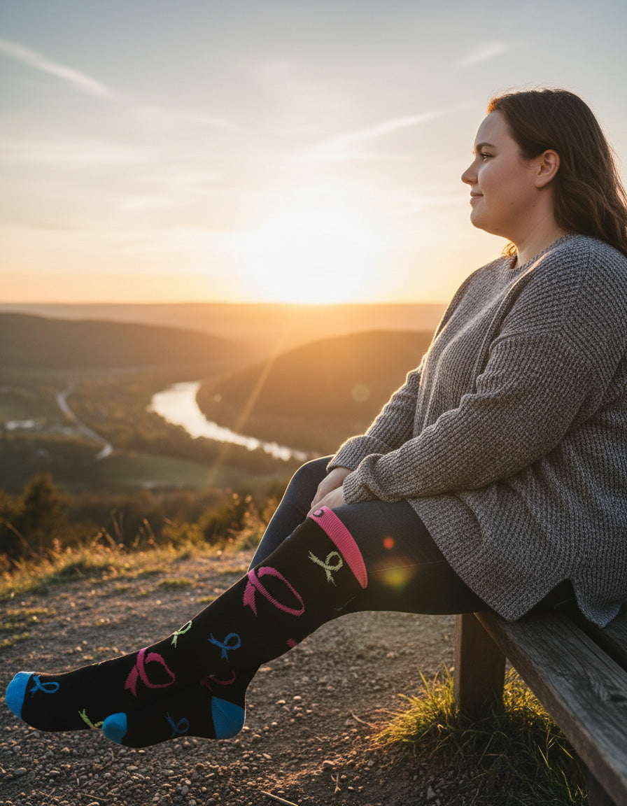 Ribbons Of Strength Plus Size Compression Socks